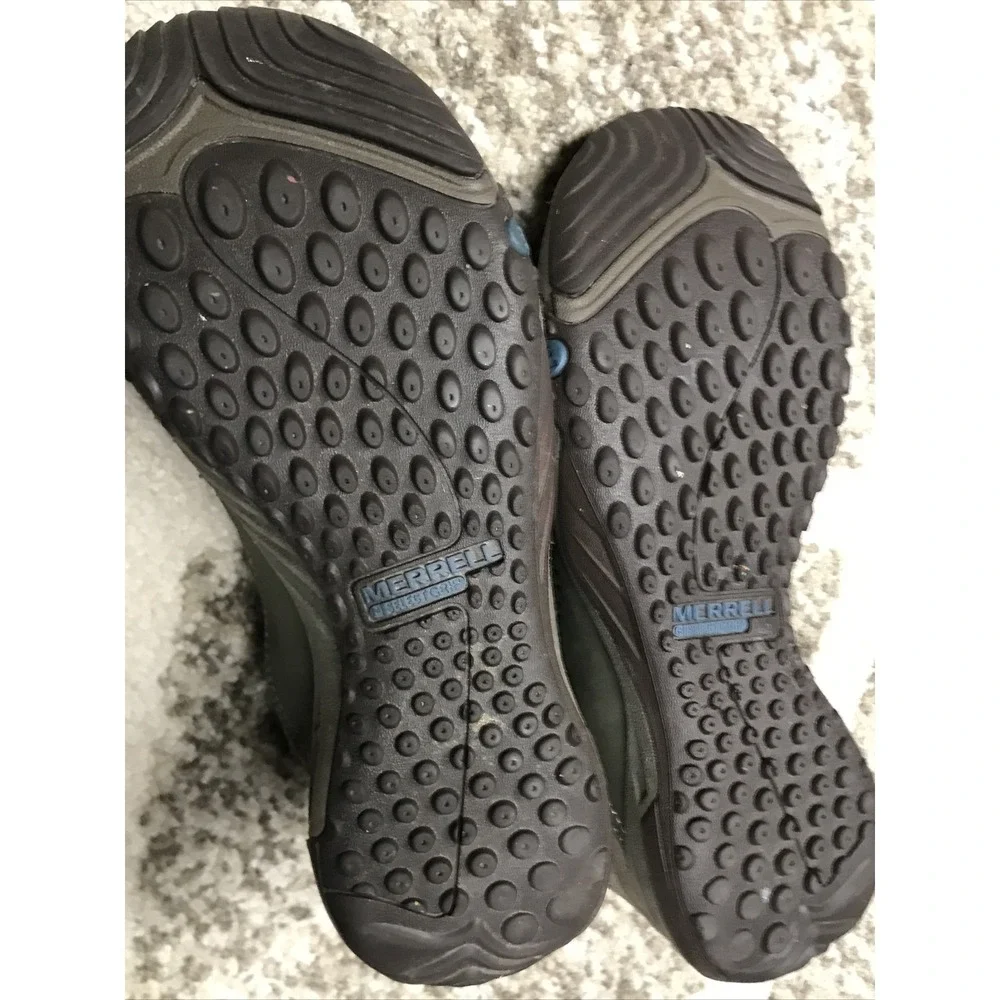 Merrell Boulder Ventilator Greenish Leather Mesh Slip-On Shoes Size 7 Men's